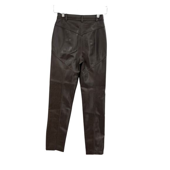 Aritzia Wilfred Rebel Pants Vegan Faux Leather Straight Leg Brown Size 0 - Picture 8 of 13